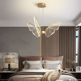 Modern Butterfly LED Pendant Chandelier Gold Dimmable Lighting with Remote for Dining and Living Rooms