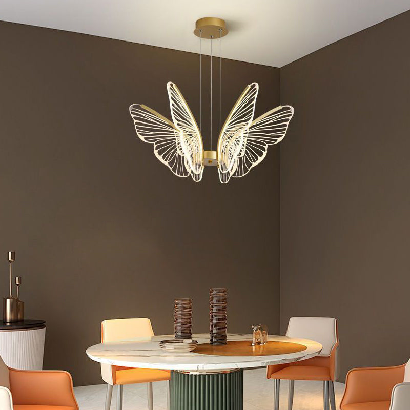 Modern Butterfly LED Pendant Chandelier Gold Dimmable Lighting with Remote for Dining and Living Rooms
