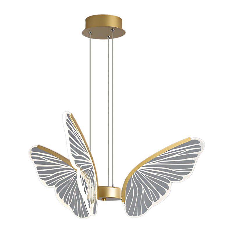 Modern Butterfly LED Pendant Chandelier Gold Dimmable Lighting with Remote for Dining and Living Rooms
