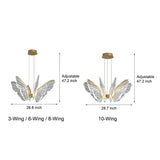 Modern Butterfly LED Pendant Chandelier Gold Dimmable Lighting with Remote for Dining and Living Rooms