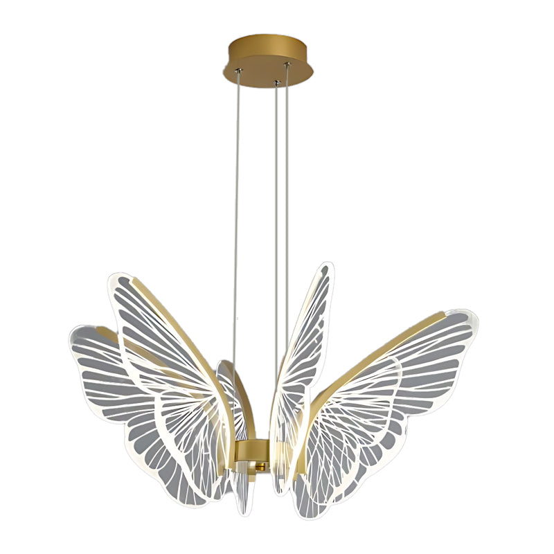 Modern Butterfly LED Pendant Chandelier Gold Dimmable Lighting with Remote for Dining and Living Rooms