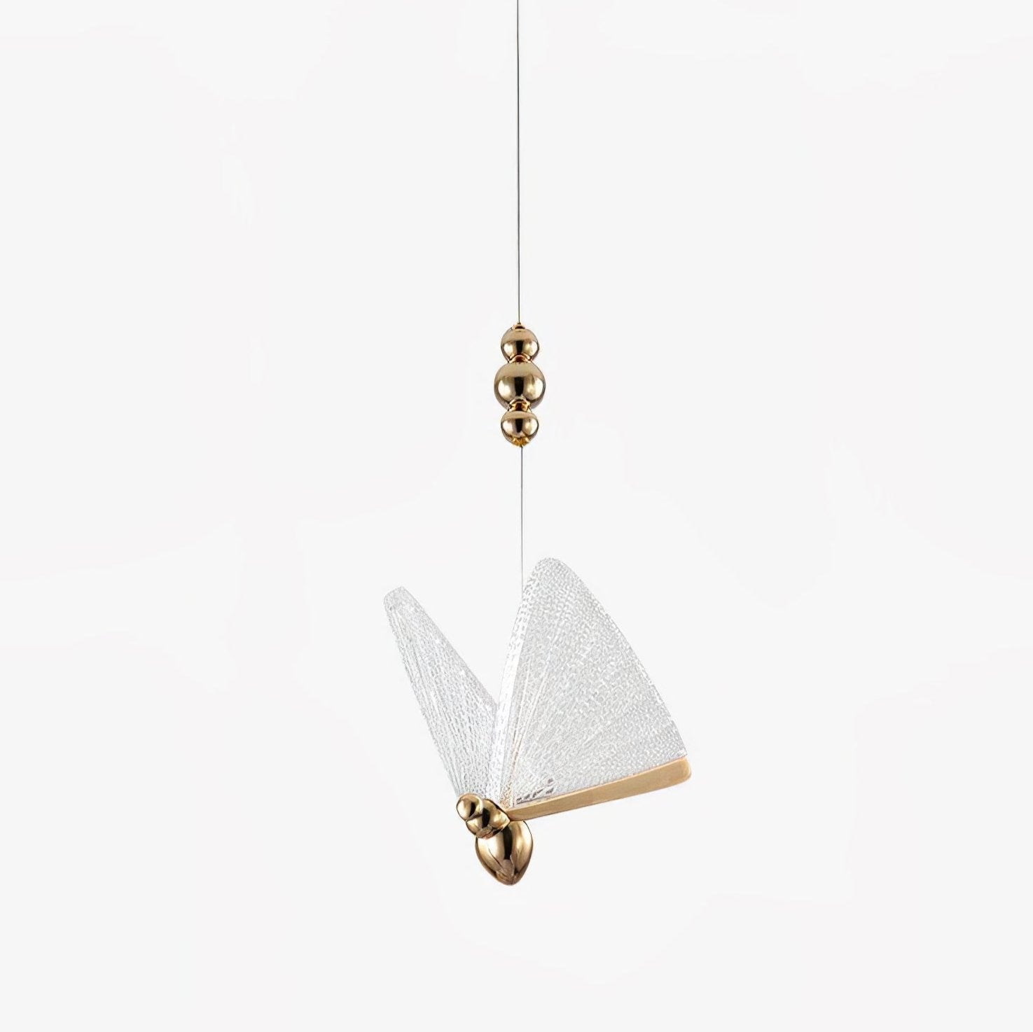 Modern Butterfly LED Pendant Light with Transparent Acrylic Wings and Adjustable Hanging Height