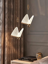 Modern Butterfly LED Pendant Light with Transparent Acrylic Wings and Adjustable Hanging Height