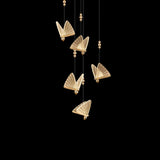 Modern Butterfly LED Pendant Light with Transparent Acrylic Wings and Adjustable Hanging Height