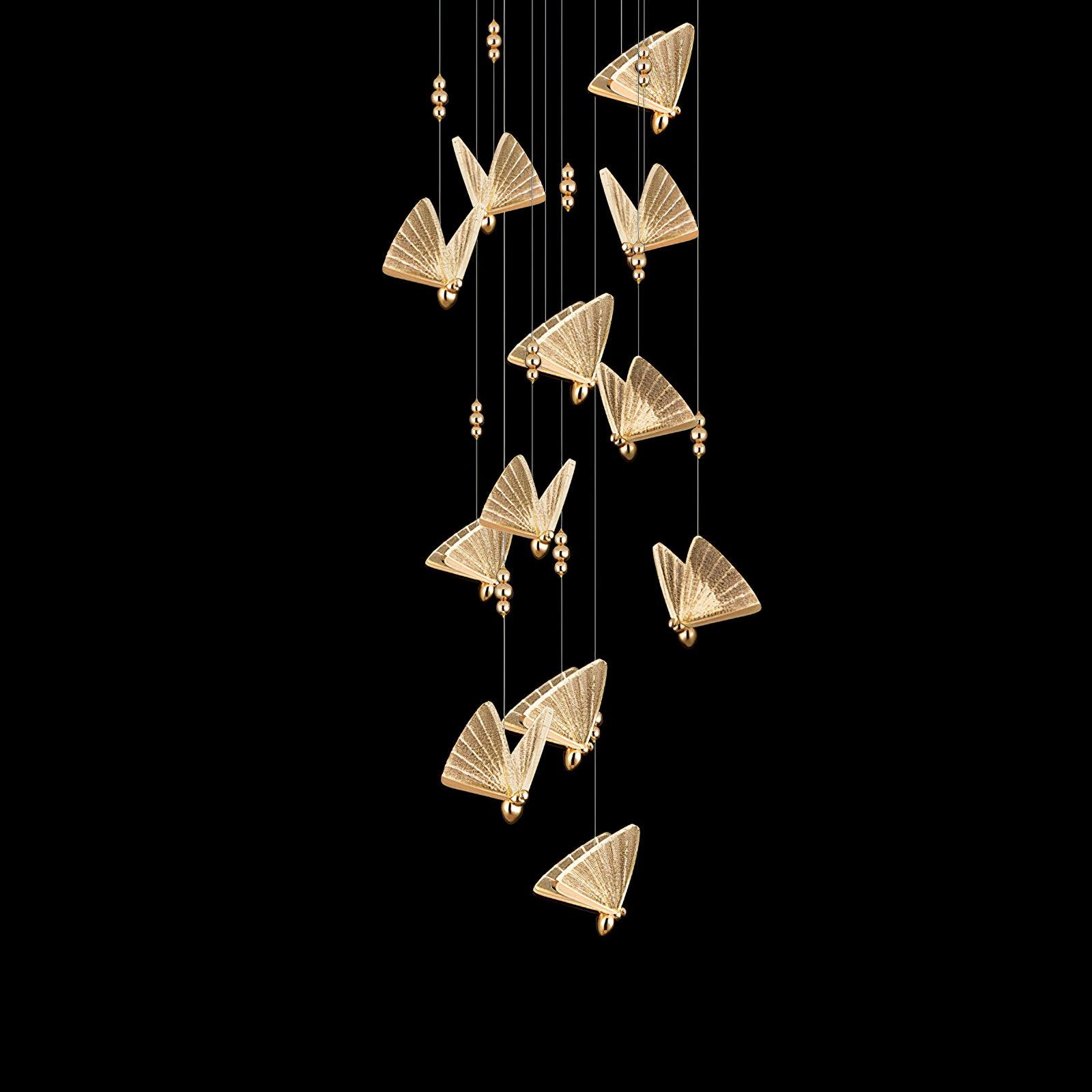 Modern Butterfly LED Pendant Light with Transparent Acrylic Wings and Adjustable Hanging Height