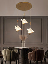 Modern Butterfly LED Pendant Light with Transparent Acrylic Wings and Adjustable Hanging Height