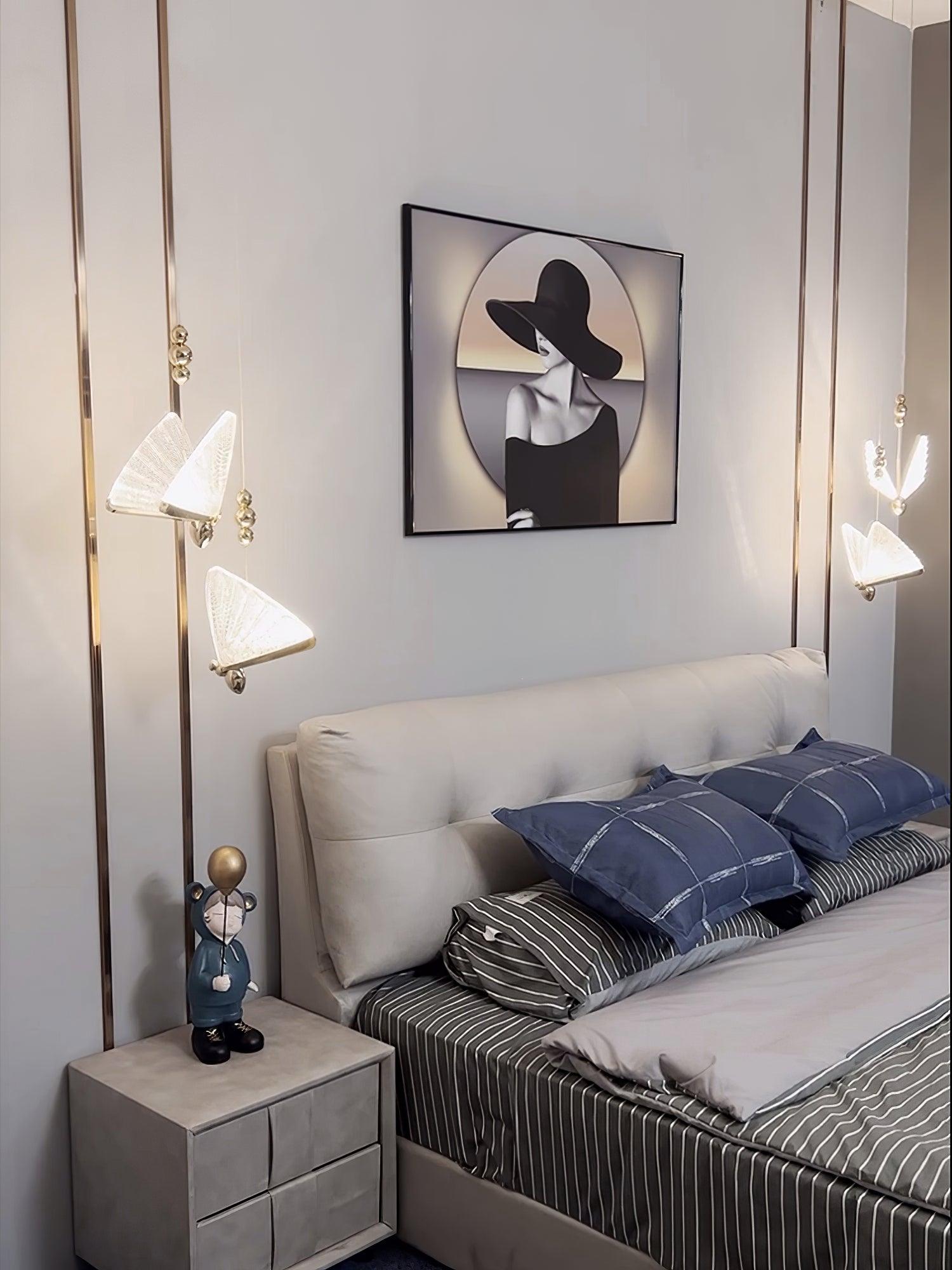 Modern Butterfly LED Pendant Light with Transparent Acrylic Wings and Adjustable Hanging Height