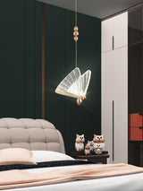 Modern Butterfly LED Pendant Light with Transparent Acrylic Wings and Adjustable Hanging Height