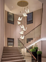 Modern Butterfly LED Pendant Light with Transparent Acrylic Wings and Adjustable Hanging Height