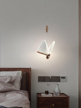 Modern Butterfly LED Pendant Light with Transparent Acrylic Wings and Adjustable Hanging Height