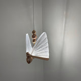 Modern Butterfly LED Pendant Light with Transparent Acrylic Wings and Adjustable Hanging Height