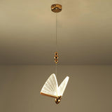 Modern Butterfly LED Pendant Light with Transparent Acrylic Wings and Adjustable Hanging Height