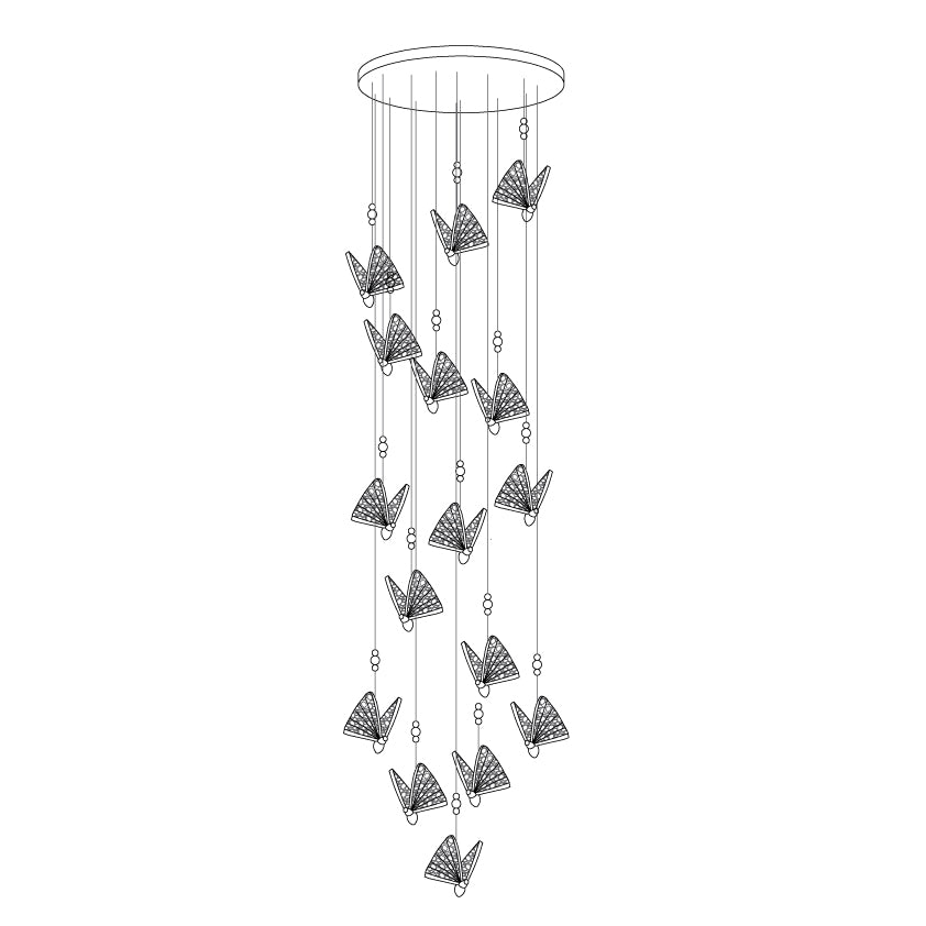 Modern Butterfly LED Pendant Light with Transparent Acrylic Wings and Adjustable Hanging Height