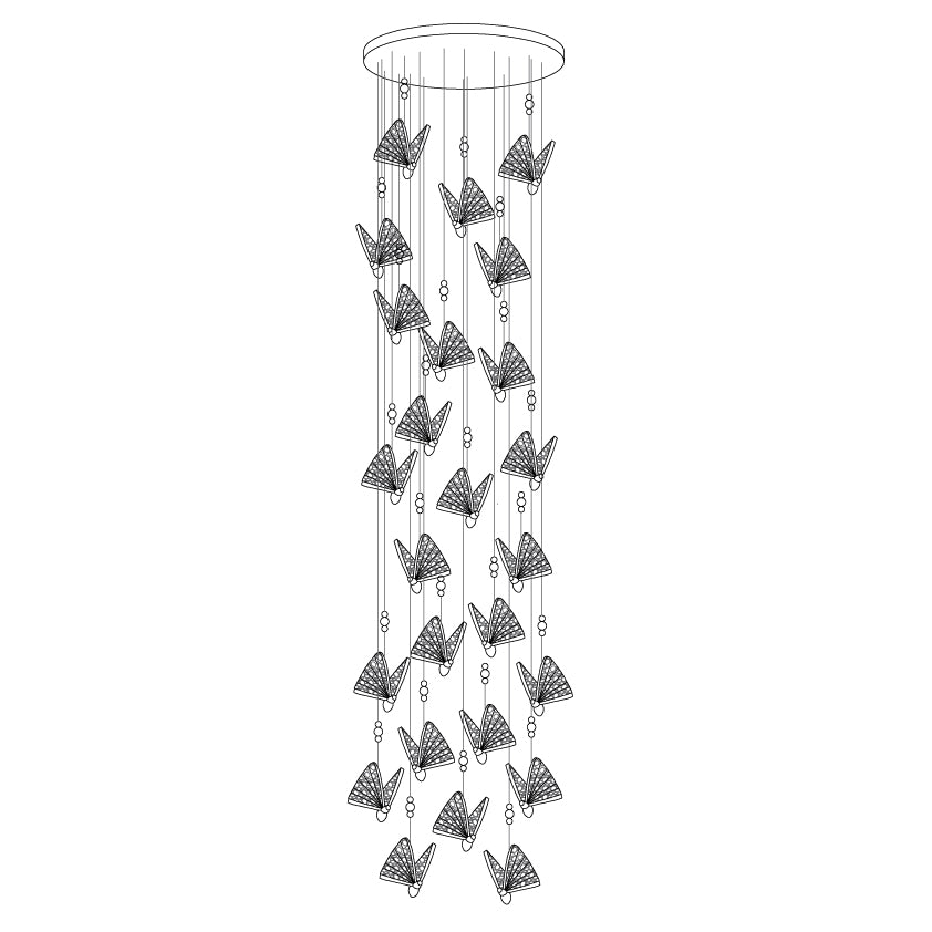 Modern Butterfly LED Pendant Light with Transparent Acrylic Wings and Adjustable Hanging Height
