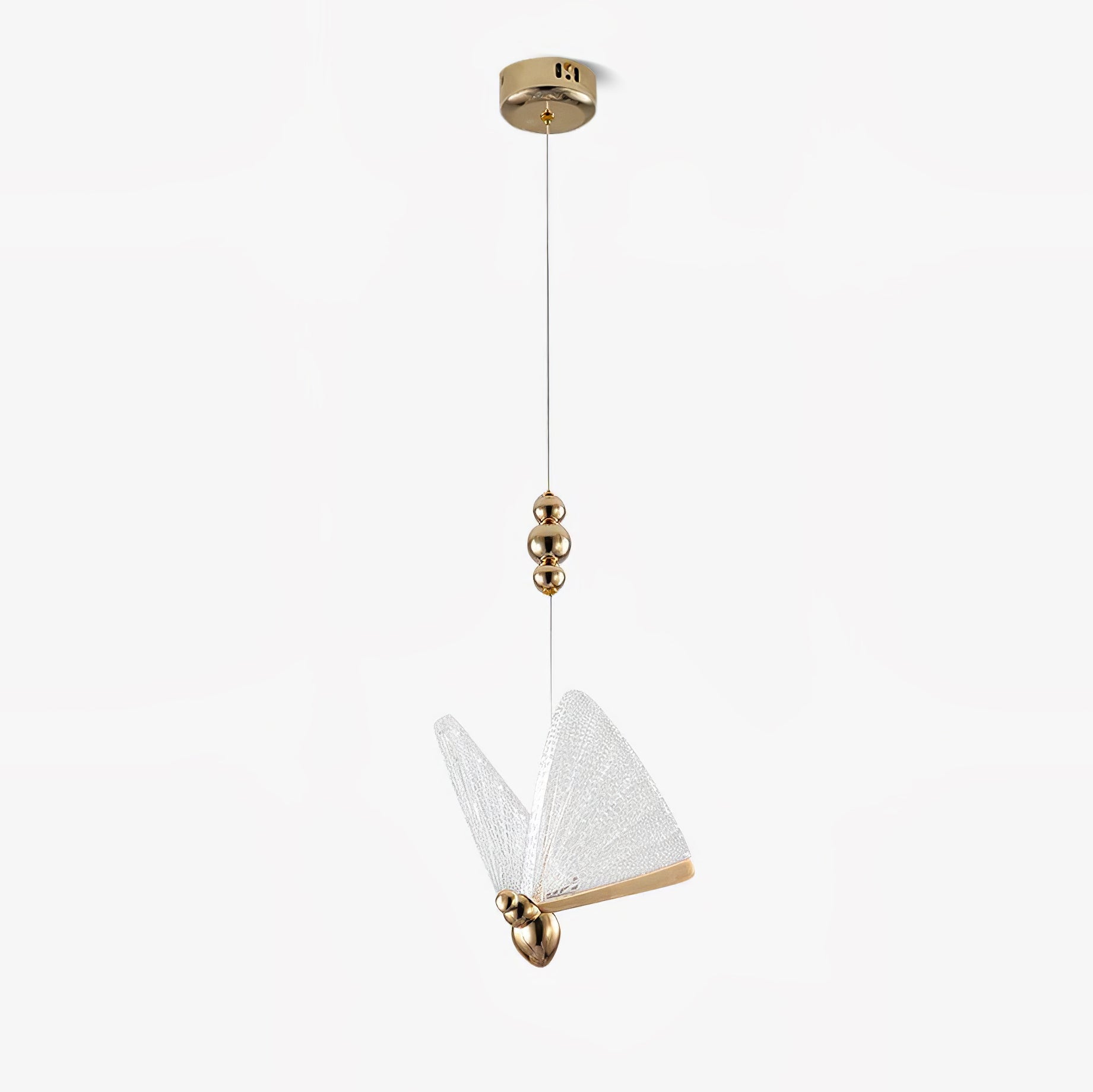 Modern Butterfly LED Pendant Light with Transparent Acrylic Wings and Adjustable Hanging Height