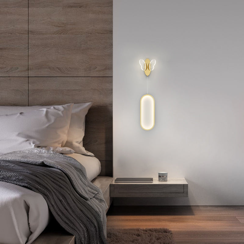 Modern Butterfly LED Wall Sconce with 3 Color Dimming for Bedroom and Living Room in Gold or Black