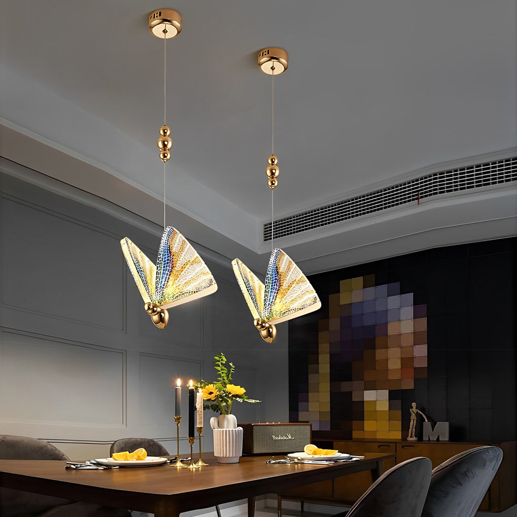 Modern Butterfly Pendant Light LED Acrylic Hanging Ceiling Lamp for Bedroom and Living Room