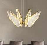Modern Butterfly Phalaenopsis LED Chandelier Gold Acrylic Pendant Light for Living Room