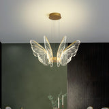 Modern Butterfly Phalaenopsis LED Chandelier Gold Acrylic Pendant Light for Living Room