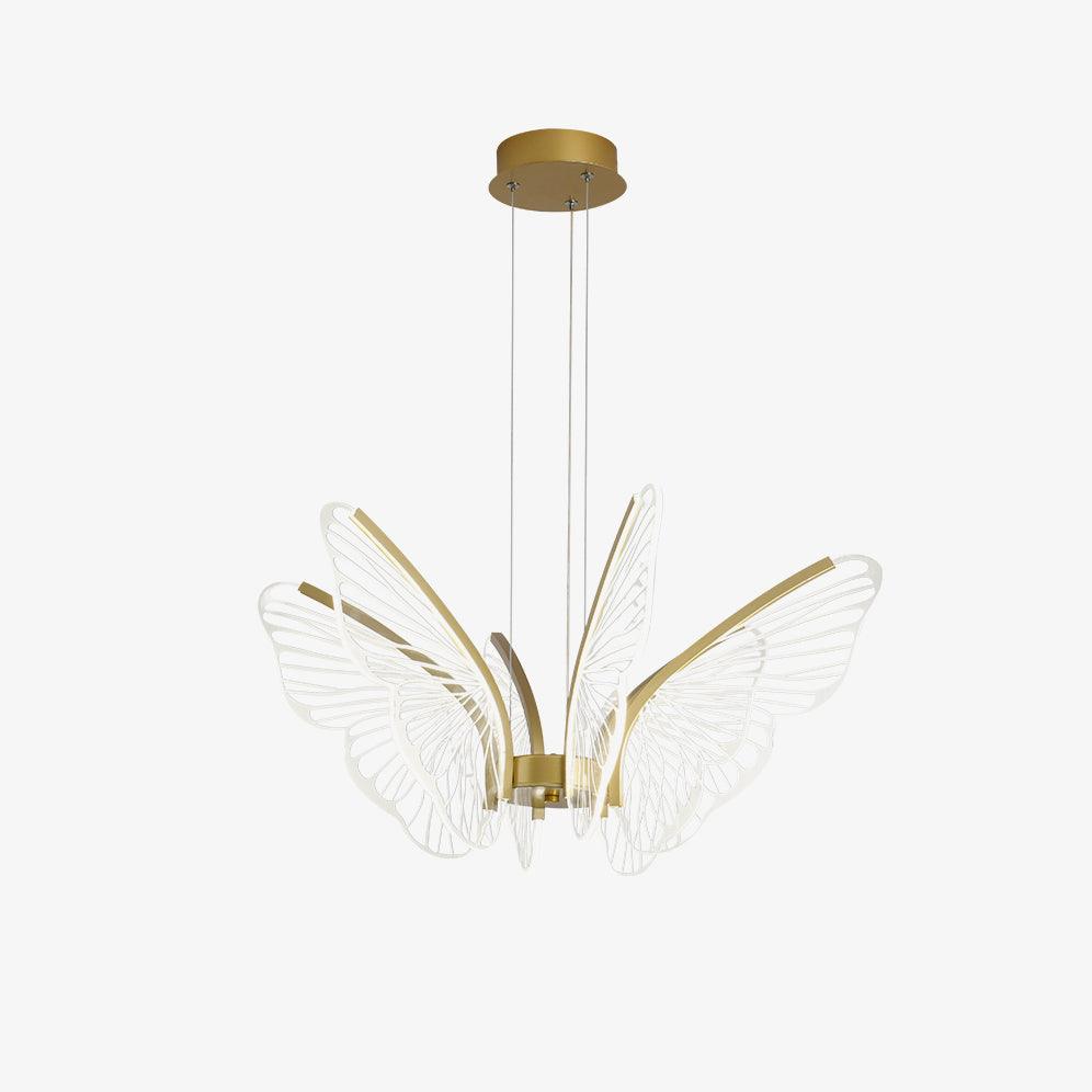 Modern Butterfly Phalaenopsis LED Chandelier Gold Acrylic Pendant Light for Living Room