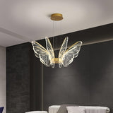 Modern Butterfly Phalaenopsis LED Chandelier Gold Acrylic Pendant Light for Living Room