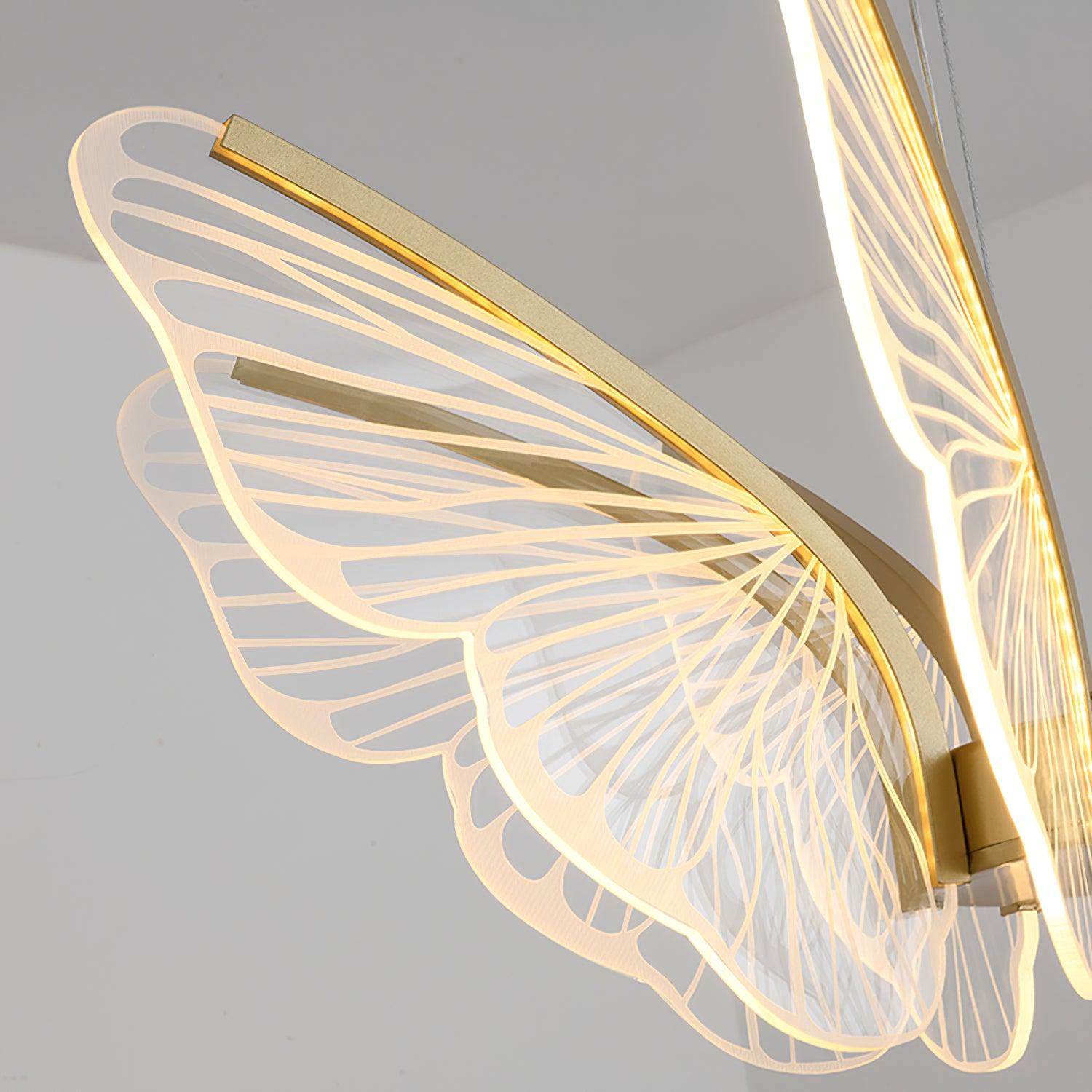 Modern Butterfly Phalaenopsis LED Chandelier Gold Acrylic Pendant Light for Living Room