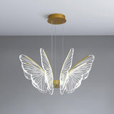 Modern Butterfly Phalaenopsis LED Chandelier Gold Acrylic Pendant Light for Living Room
