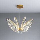 Modern Butterfly Phalaenopsis LED Chandelier Gold Acrylic Pendant Light for Living Room