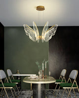 Modern Butterfly Phalaenopsis LED Chandelier Gold Acrylic Pendant Light for Living Room