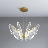 Modern Butterfly Phalaenopsis LED Chandelier Gold Acrylic Pendant Light for Living Room