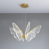 Modern Butterfly Phalaenopsis LED Chandelier Gold Acrylic Pendant Light for Living Room