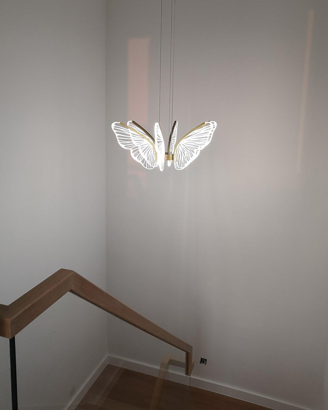 Modern Butterfly Phalaenopsis LED Chandelier Gold Acrylic Pendant Light for Living Room