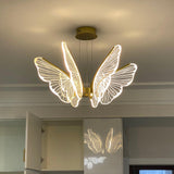 Modern Butterfly Phalaenopsis LED Chandelier Gold Acrylic Pendant Light for Living Room