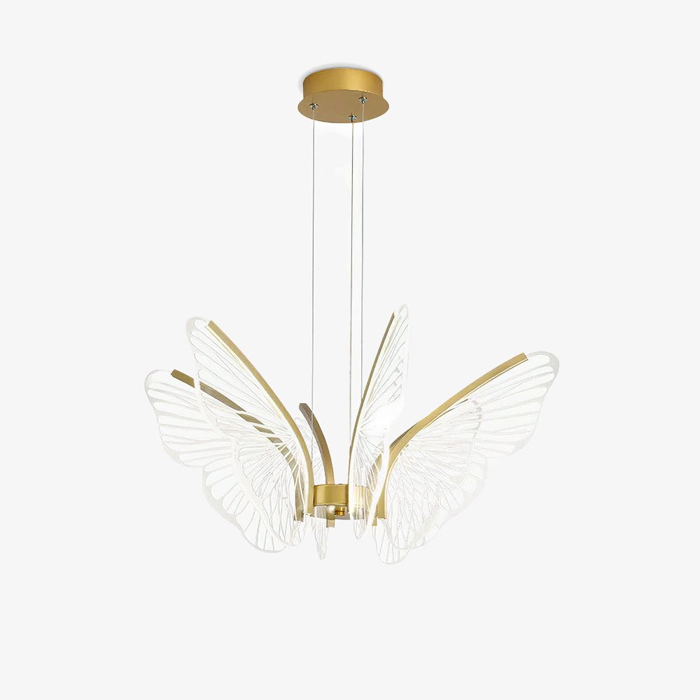 Modern Butterfly Phalaenopsis LED Chandelier Gold Acrylic Pendant Light for Living Room