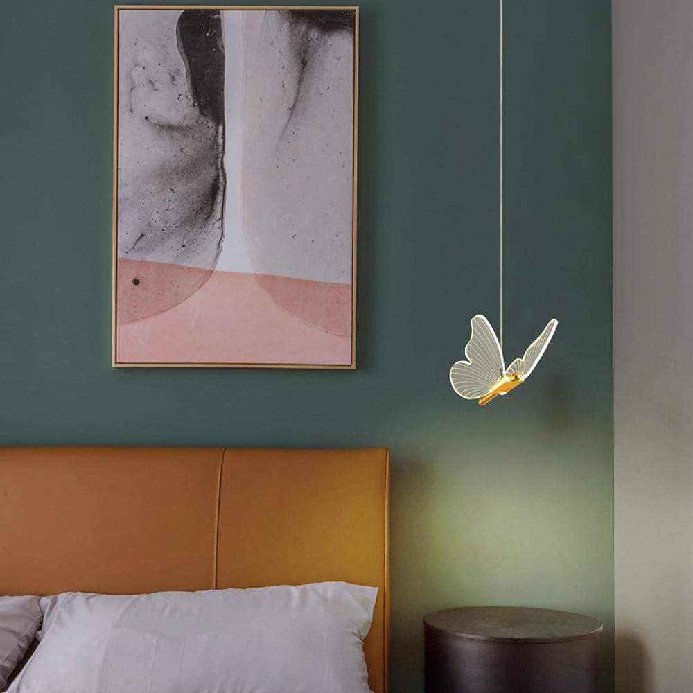 Modern Butterfly Shaped LED Pendant Light Nordic Style Acrylic Hanging Lamp for Dining Room