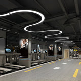 Modern C Shape LED Profile Pendant Light Curved Half Circle Architectural Hanging Fixture for Office
