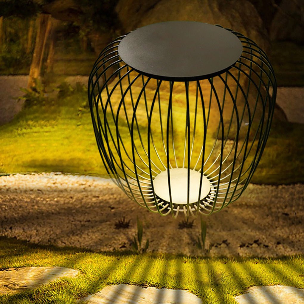 Modern Cage Style Outdoor LED Stool Lamp Waterproof Landscape Lighting for Garden and Villa