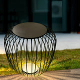 Modern Cage Style Outdoor LED Stool Lamp Waterproof Landscape Lighting for Garden and Villa