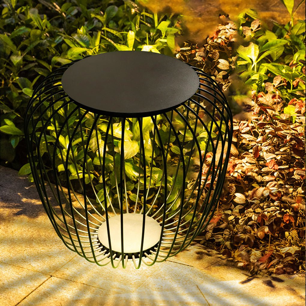 Modern Cage Style Outdoor LED Stool Lamp Waterproof Landscape Lighting for Garden and Villa