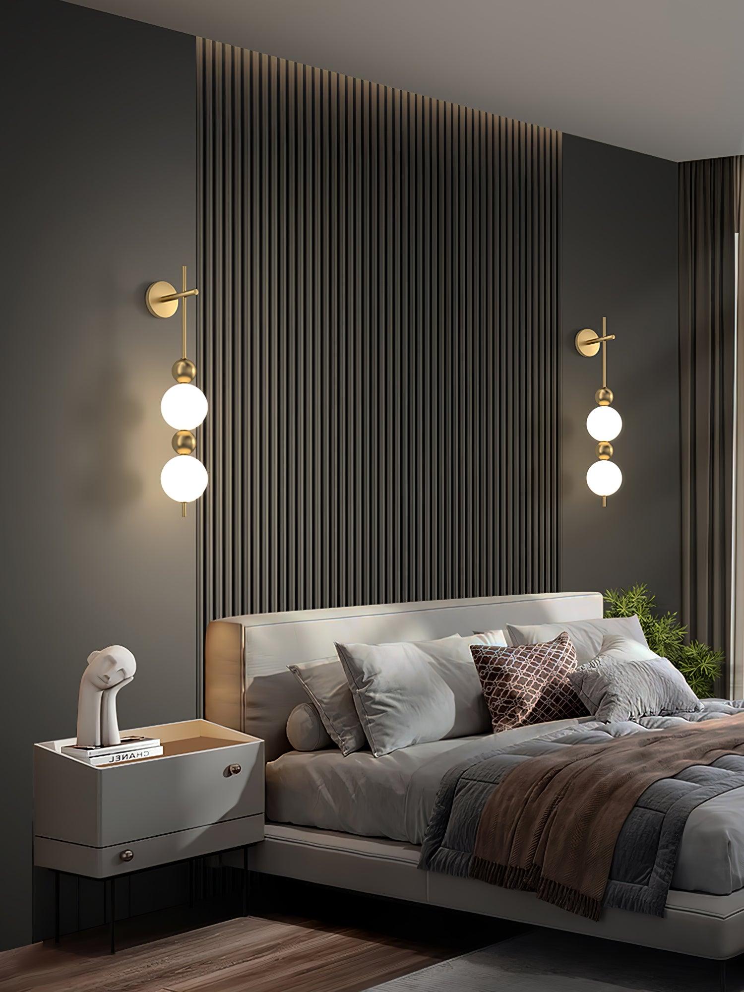Modern Candied Haws String LED Wall Sconce with Opal Acrylic Shade and Gold Metal Frame