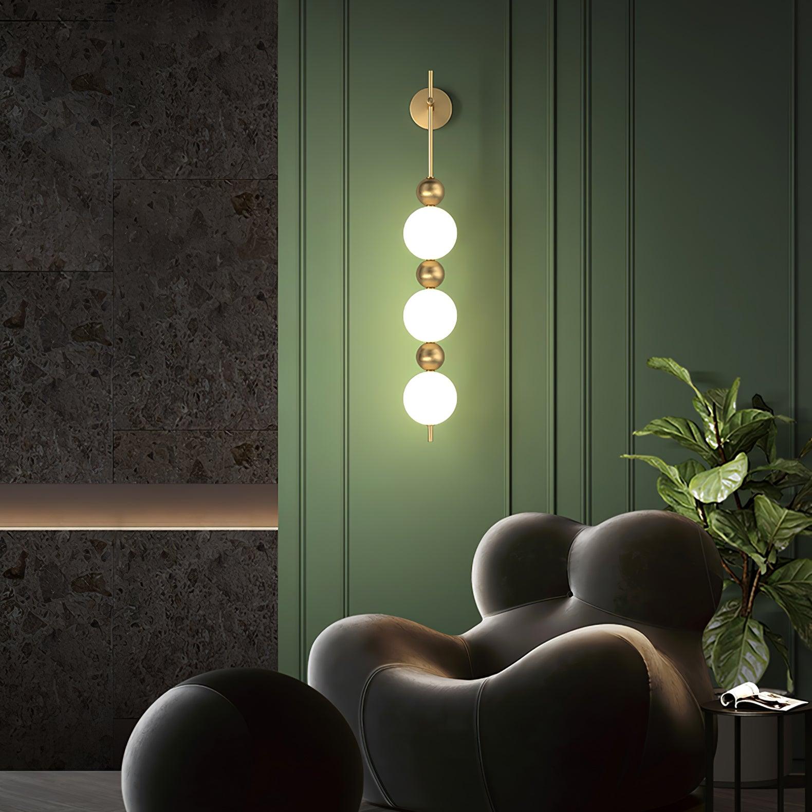 Modern Candied Haws String LED Wall Sconce with Opal Acrylic Shade and Gold Metal Frame