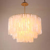 Modern Capiz Shell Chandelier Contemporary Shell Shaped Pendant Light in Gold and White