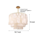 Modern Capiz Shell Chandelier Contemporary Shell Shaped Pendant Light in Gold and White