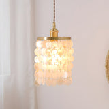 Modern Capiz Shell Pendant Light Coastal Seashell Hanging Chandelier for Bedroom and Dining Room