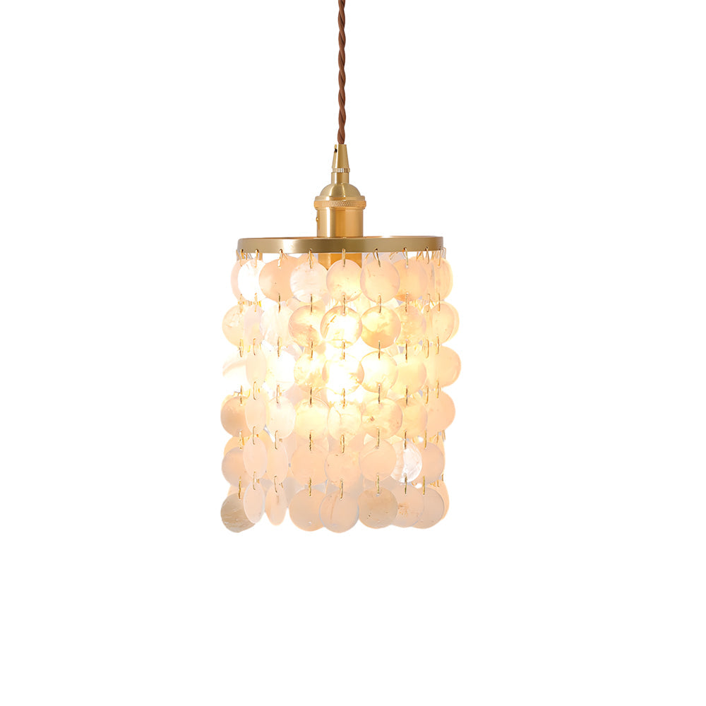 Modern Capiz Shell Pendant Light Coastal Seashell Hanging Chandelier for Bedroom and Dining Room
