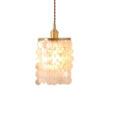 Modern Capiz Shell Pendant Light Coastal Seashell Hanging Chandelier for Bedroom and Dining Room