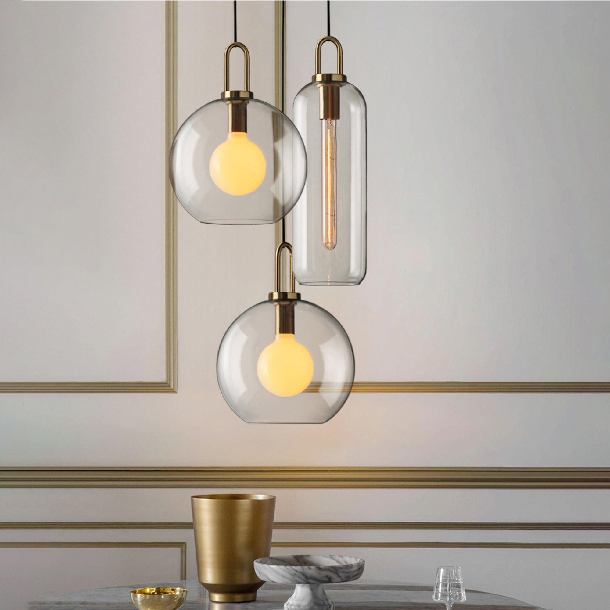 Modern Capsule and Sphere Glass Pendant Swag Light Fixture for Indoor Ceiling Decor