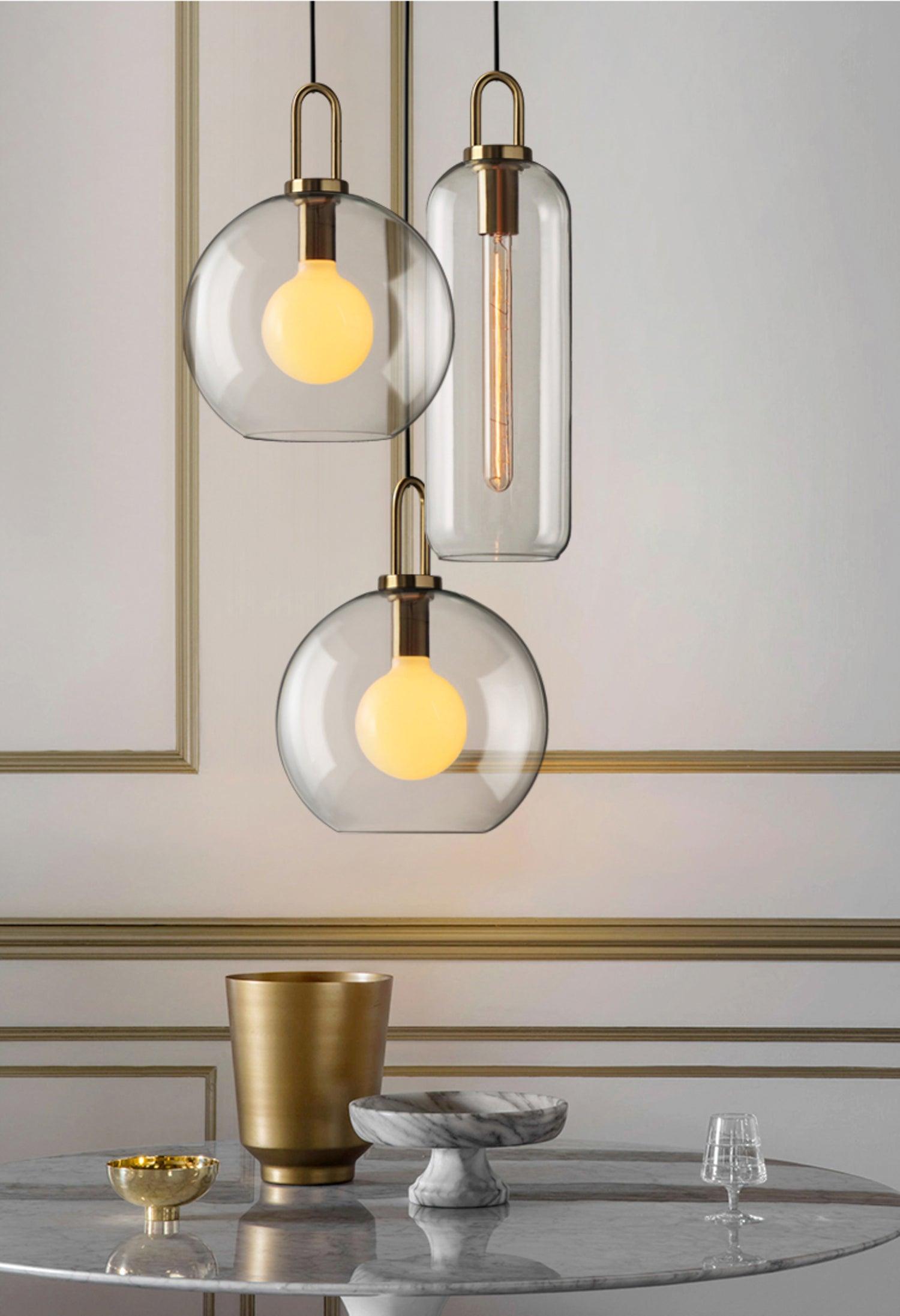 Modern Capsule and Sphere Glass Pendant Swag Light Fixture for Indoor Ceiling Decor