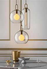 Modern Capsule and Sphere Glass Pendant Swag Light Fixture for Indoor Ceiling Decor