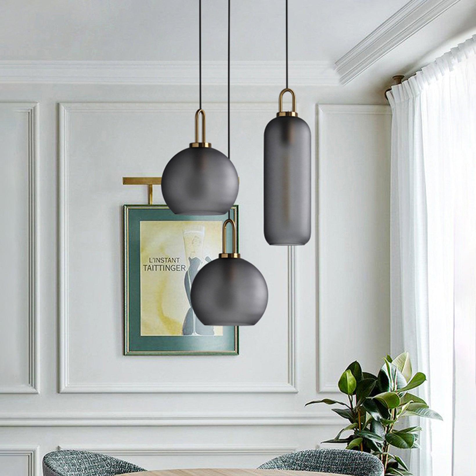 Modern Capsule and Sphere Glass Pendant Swag Light Fixture for Indoor Ceiling Decor